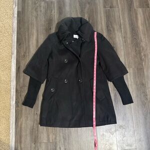 Calvin Klein Black Pea Coat with Knit Sleeves